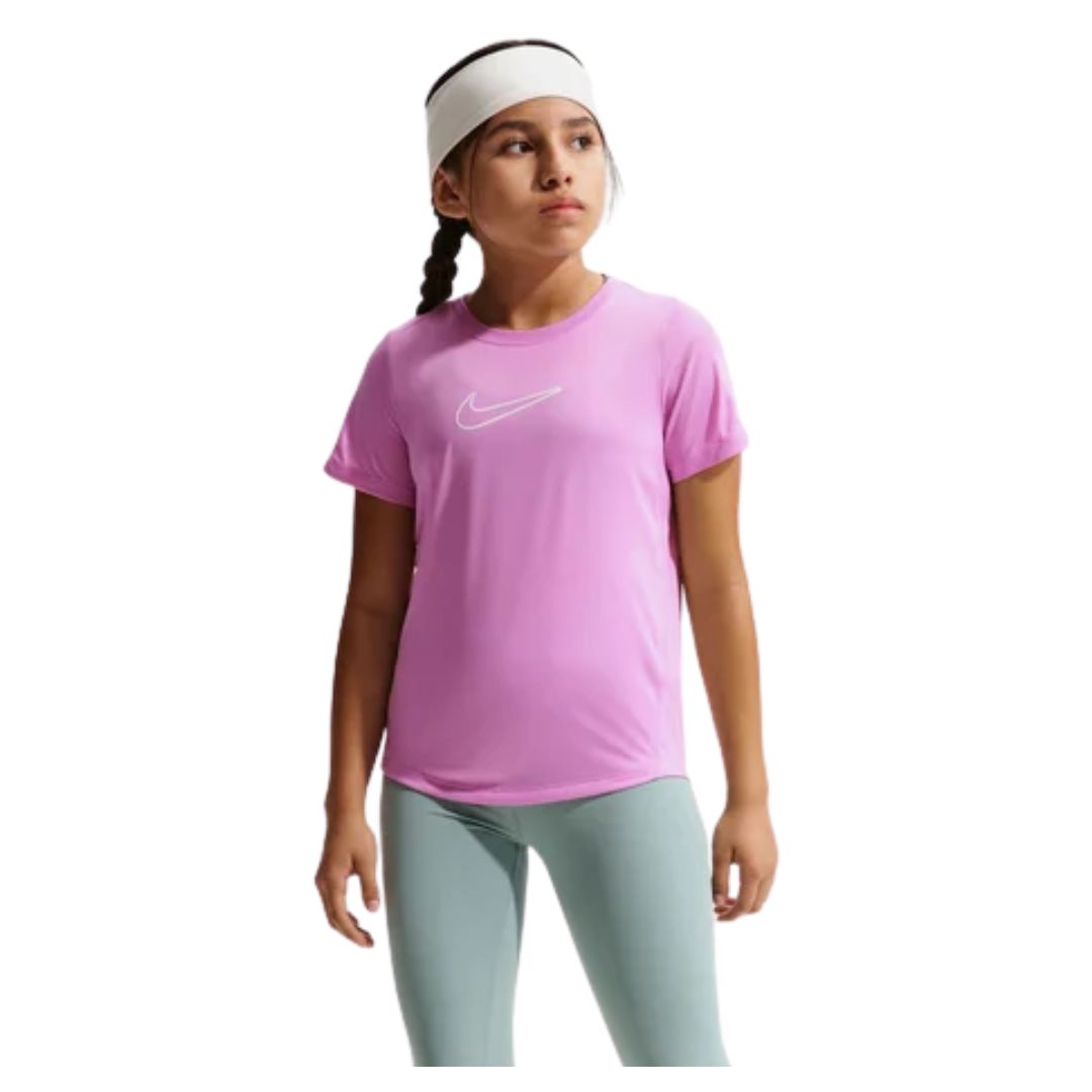 Nike One Fitted Girls Dri-FIT Short-Sleeve Top Light Magenta